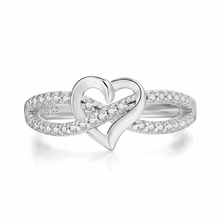 Tracy™ - Sparkling Intertwined Heart Silver Ring