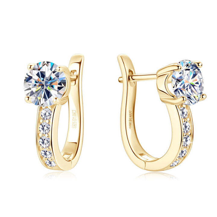 Channel™ - Gold Moissanite Huggie Earrings
