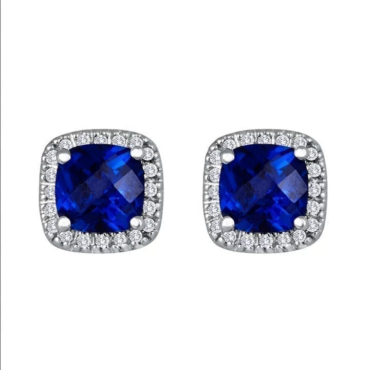 Saphir™ - Square Stud Earrings in White Gold