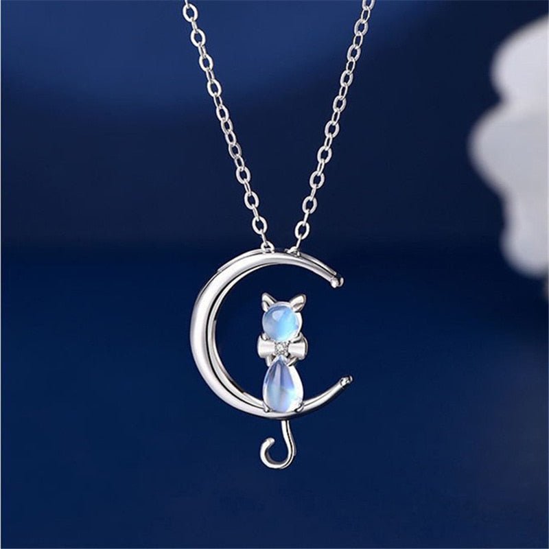 LunaCat™ - Moonstone Crescent Necklace