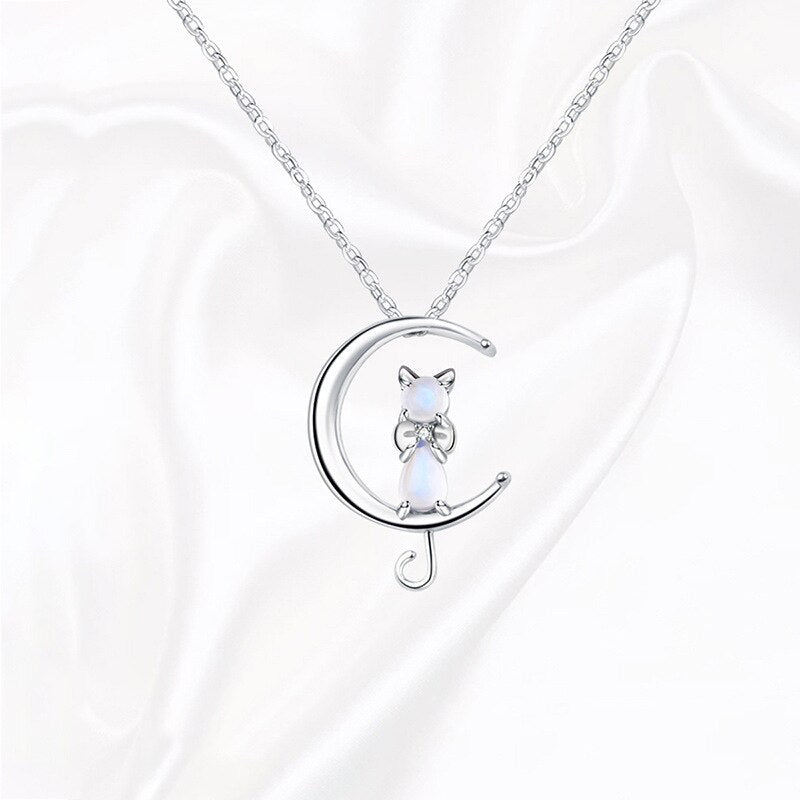 LunaCat™ - Moonstone Crescent Necklace