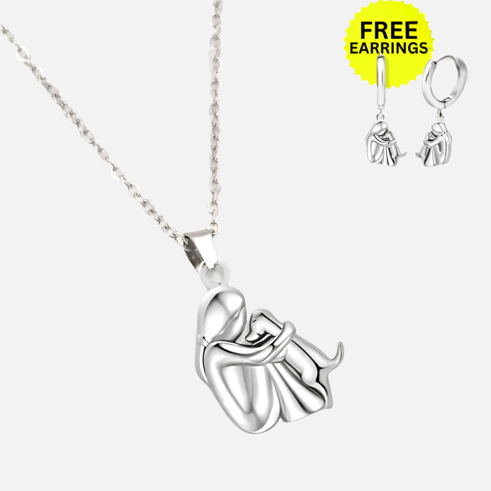 Hug Pendant Necklace with Complimentary Earrings – Exclusive Limited Time Deal
