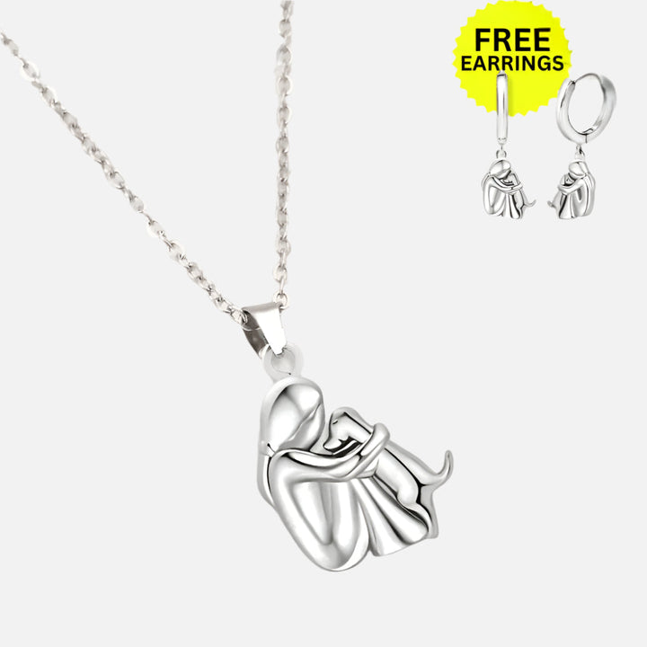 Hug Pendant Necklace with Complimentary Earrings – Exclusive Limited Time Deal