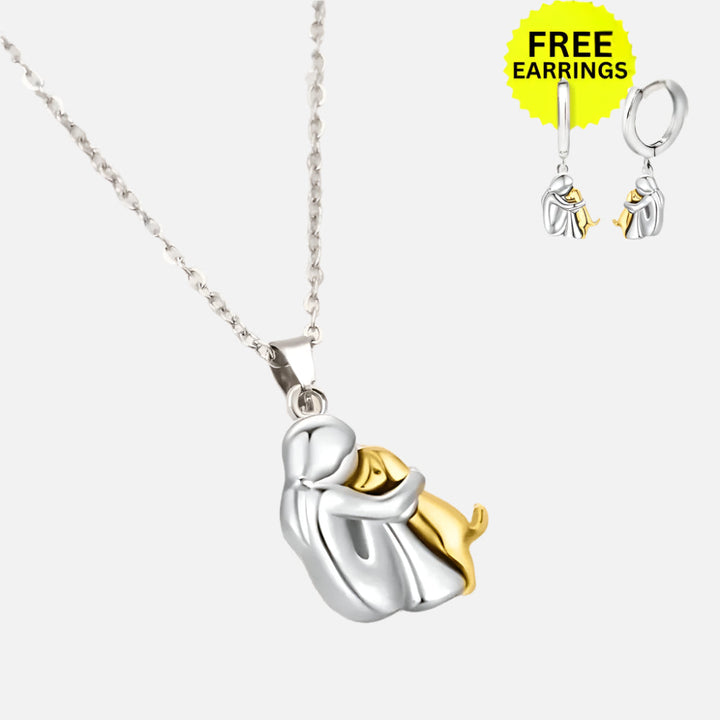 Hug Pendant Necklace with Complimentary Earrings – Exclusive Limited Time Deal